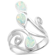 Sonara Sterling silver Ring White Opal Wrap Around Spiral .925 Sterling Silver Ring